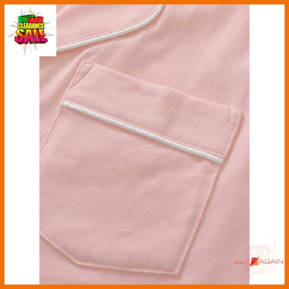Petite Cotton Pajama Set Soft Piping Trim Sleepwear - Picture 4 of 7